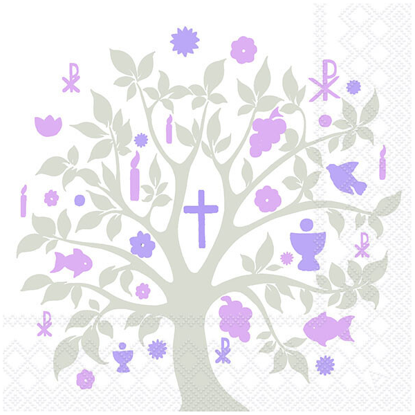 Kommunion Servietten Lunch Napkin Lunch Format: 33 x 33 cm 3-lagig 20 Servietten Communion Symbols Taupe Kommunion Symbole Silber rosa