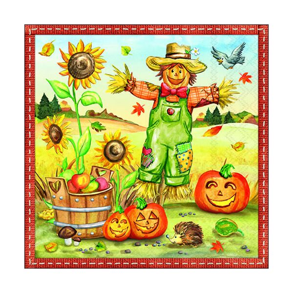 Herbst Servietten 33 x 33 cm 3-lagig 20 Servietten Scarecrow Vogelscheuche