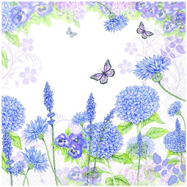 Servietten Lunch Lila Wildblumen und Schmetterlinge Purple Wildflowers 33x33cm 20 Servietten