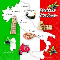 Servietten Lunch Italien Flagge Nationalservietten 33x33...