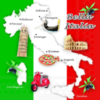 Servietten Lunch Italien Flagge Nationalservietten 33x33...
