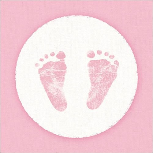 Geburt - Servietten Lunch – Napkin Lunch – Format: 33 x 33 cm – 3-lagig – 20 Servietten pro Packung - Baby Steps Girl – Baby Füße Mädchen - Ambiente