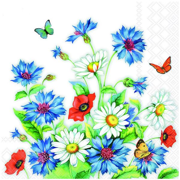Servietten Lunch Napkin Lunch Format: 33 x 33 cm 3-lagig 20 Servietten Cornflower Kornblumen