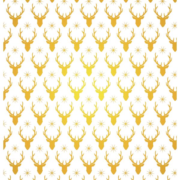 Weihnachten Geschenkpapier Röllchen metallisiert 70x150cm Elche gold-weiß