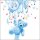 A - Servietten Geburt - Napkin 33cm Teddy Blue  - Teddy blau