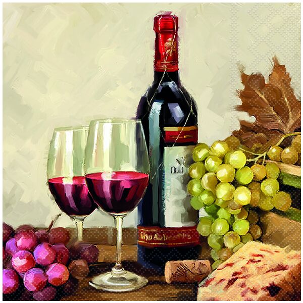 Servietten Lunch 33 x 33 cm 3-lagig 20 Servietten Wine & Grapes Wein und Trauben