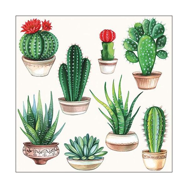 Servietten Lunch Kakteen Cactus White 33x33cm 20 Servietten