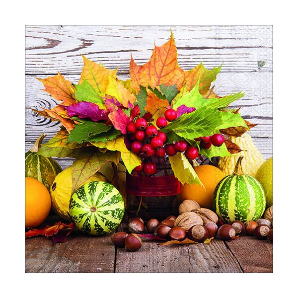 A Herbst Servietten Lunch 33 x 33 cm 3-lagig 20 Servietten Fall Bouquet Kürbis Herbstlaub