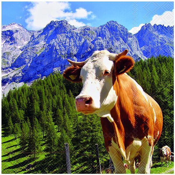 Servietten Format: 33 x 33 cm 3-lagig 20 Servietten Alpen Kuh