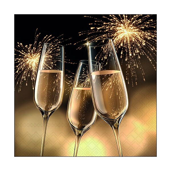Silvester Neues Jahr Servietten Lunch Napkin Lunch Format: 33 x 33 cm 3-lagig 20 Servietten Celebration Gold Feier gold