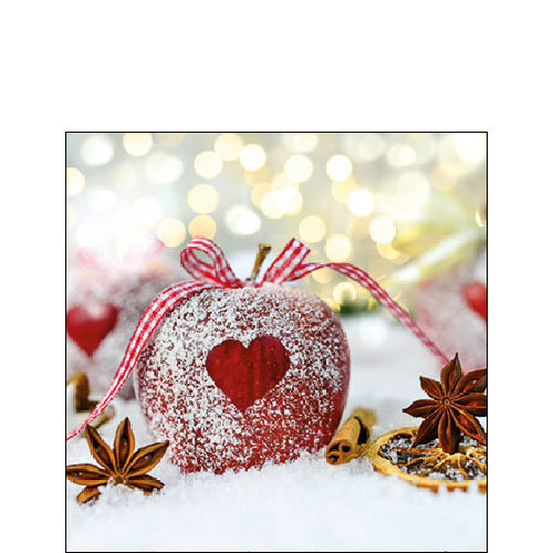 Weihnachten - Cocktail Servietten 25 x 25 cm – 3-lagig – 15 Servietten pro Packung – Heart On Apple FSC Mix – Herz auf Apfel