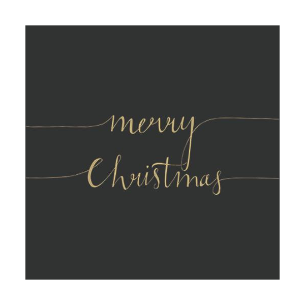 Weihnachten Cocktail Servietten 25 x 25 cm 3-lagig 15 Servietten Christmas Note Black_Gold Frohe Weihnachten schwarz gold