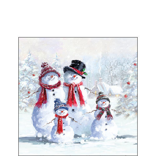 Weihnachten - Cocktail Servietten 25 x 25 cm – 3-lagig – 15 Servietten pro Packung –  Snowman With Hat FSC Mix - Schneeman mit Hut