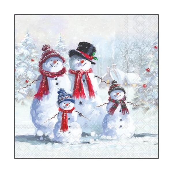 Weihnachten Cocktail Servietten 25 x 25 cm 3-lagig 15 Servietten Snowman With Hat Schneeman mit Hut