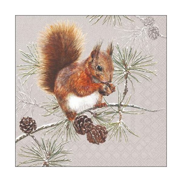 Weihnachten Cocktail Servietten 25 x 25 cm 3-lagig 15 Servietten Squirrel In Winter