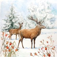 Napkin 25 Deer In Snow FSC Mix
