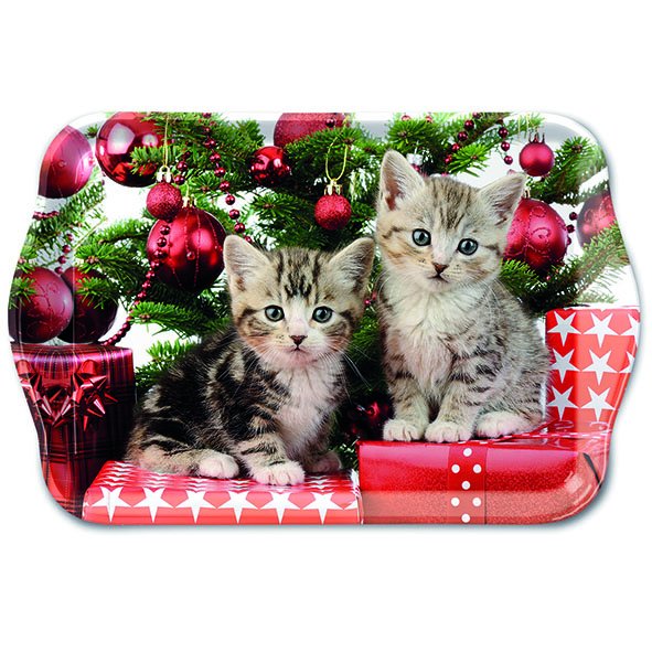 Weihnachten – Tray Melamine 13x21 cm Christmas Kitten - Katzen