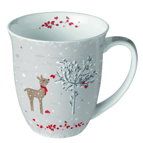 Weihnachten Becher 0.4 L Ø 10 cm x H 10,5 cm 1 Becher pro Packung Sniffing Deer Reh im Schnee