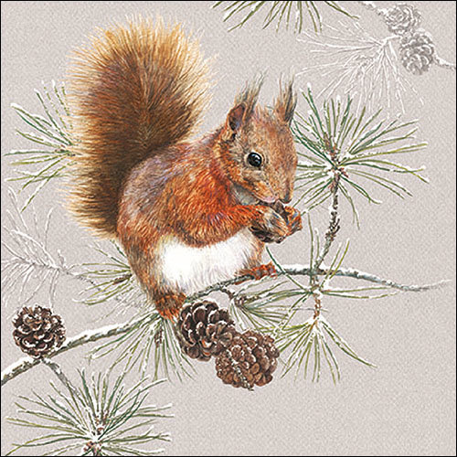 Weihnachten – Servietten Lunch – Napkin Lunch – Format: 33 x 33 cm – 3-lagig – 20 Servietten pro Packung – Squirrel In Winter FSC Mix
