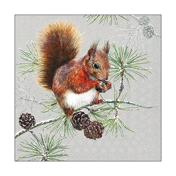 Weihnachten Servietten Lunch Napkin Lunch Format: 33 x 33 cm 3-lagig 20 Servietten Squirrel In Winter
