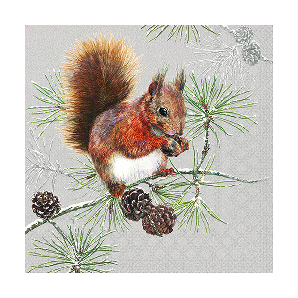 Weihnachten Servietten Lunch Napkin Lunch Format: 33 x 33 cm 3-lagig 20 Servietten Squirrel In Winter