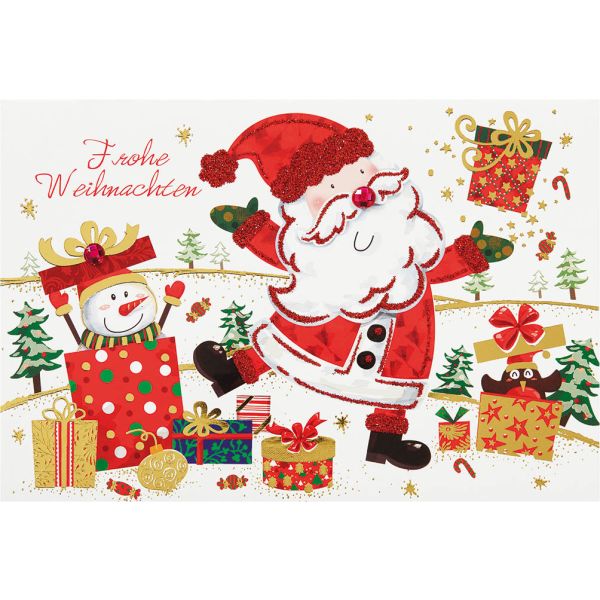 A Weihnachten Pop-Up Glückwunschkarte mit Briefumschlag Weihnachtsmann Geschenke Frohe Weihnachten