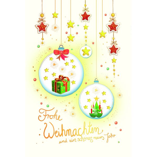 A Weihnachten Skorpions art Glückwunschkarten Geschenk, Weihnachtsbaum, Sterne, Naturkarton, mit Goldfolie und Blindprägung