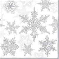 Weihnachten – Servietten Lunch – Napkin Lunch – Format: 33 x 33 cm – 3-lagig – 20 Servietten pro Packung – Snow Crystals Silver FSC Mix