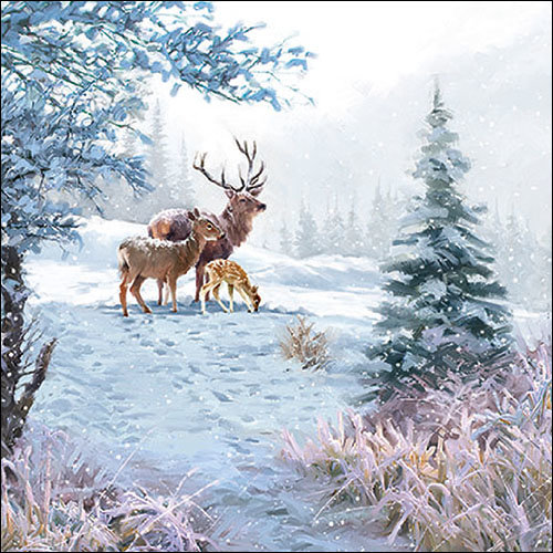 Weihnachten – Servietten Lunch – Napkin Lunch – Format: 33 x 33 cm – 3-lagig – 20 Servietten pro Packung – Deer Family FSC Mix