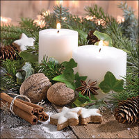 Weihnachten – Servietten Lunch – Napkin Lunch – Format: 33 x 33 cm – 3-lagig – 20 Servietten pro Packung – White Candles FSC Mix