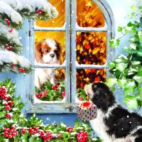 Weihnachten – Servietten Lunch – Napkin Lunch – Format: 33 x 33 cm – 3-lagig – 20 Servietten pro Packung – Real Love - Hunde