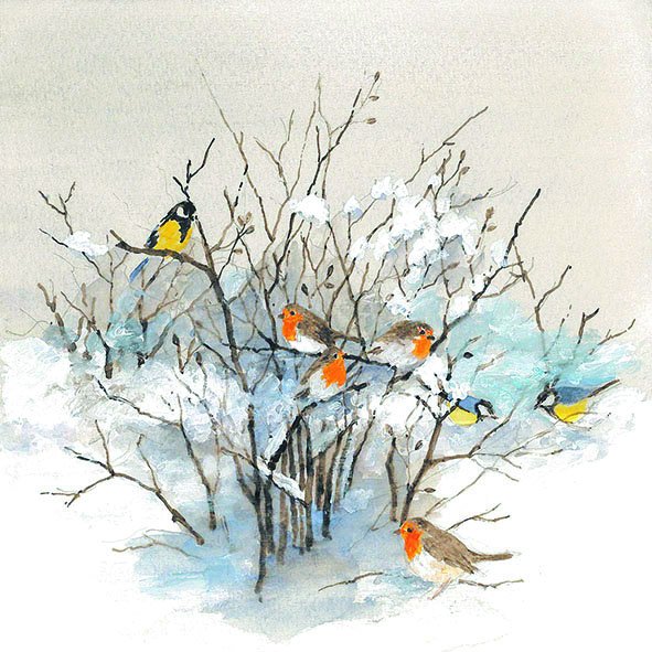 Weihnachten – Servietten Lunch – Napkin Lunch – Format: 33 x 33 cm – 3-lagig – 20 Servietten pro Packung – Birds On Branches