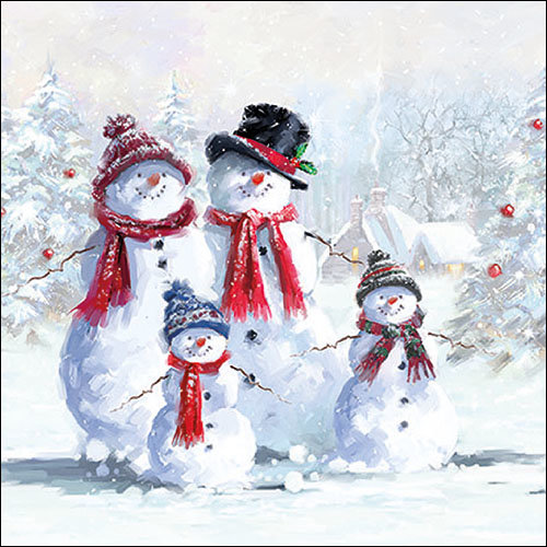 Weihnachten – Servietten Lunch – Napkin Lunch – Format: 33 x 33 cm – 3-lagig – 20 Servietten pro Packung – Snowman With Hat FSC Mix - Schneemann mit Hut