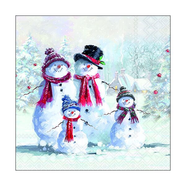 Weihnachten Servietten Lunch Napkin Lunch Format: 33 x 33 cm 3-lagig 20 Servietten Snowman With Hat Schneemann mit Hut