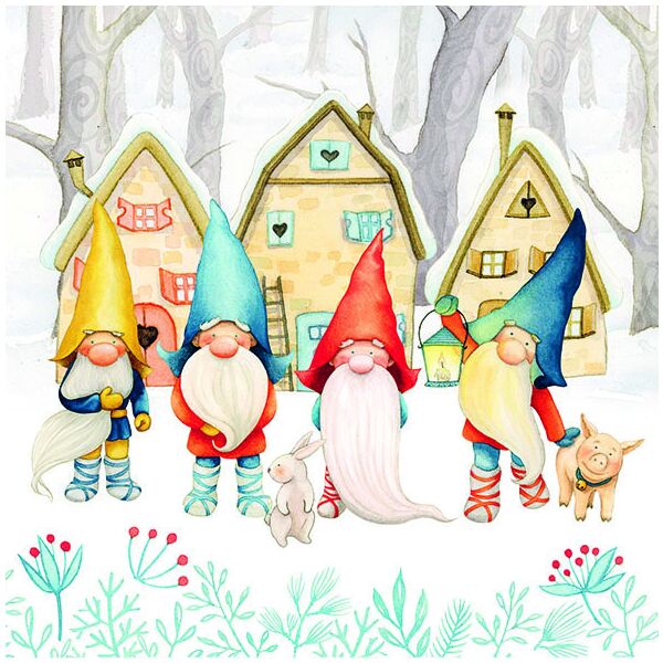 Weihnachten Servietten Lunch Napkin Lunch Format: 33 x 33 cm 3-lagig 20 Servietten Gnomes Zwerge