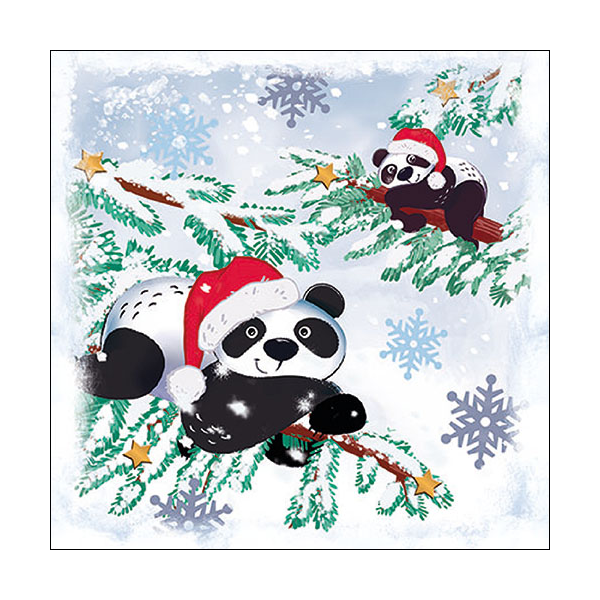 Weihnachten Servietten Lunch Napkin Lunch Format: 33 x 33 cm 3-lagig 20 Servietten Pandas In Snow FSC Mix