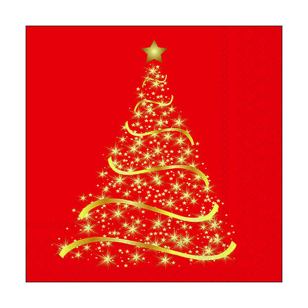 Weihnachten Servietten Lunch Napkin Lunch Format: 33 x 33 cm 3-lagig 20 Servietten Shining Tree Red