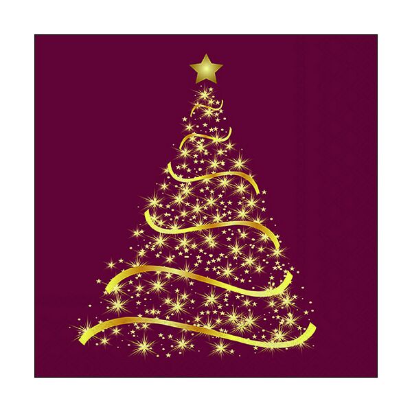 Weihnachten Servietten Lunch Napkin Lunch Format: 33 x 33 cm 3-lagig 20 Servietten Shining Tree Bordeaux