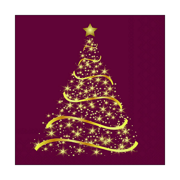 Weihnachten Servietten Lunch Napkin Lunch Format: 33 x 33 cm 3-lagig 20 Servietten Shining Tree Bordeaux