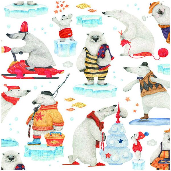 Weihnachten Servietten Lunch Napkin Lunch Format: 33 x 33 cm 3-lagig 20 Servietten Artic Tales Eisbären