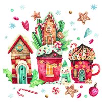 Weihnachten - Magical Christmas- Servietten - 33 x 33 cm- Tassen/Häuser-  20 Servietten pro Packung  - 3-lagige Servietten -