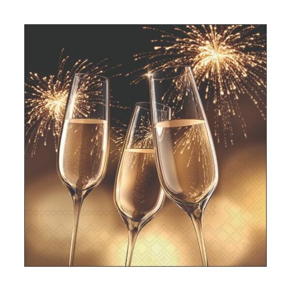 Silvester Neues Jahr Cocktail Servietten 25 x 25 cm 3-lagig 15 Servietten Celebration Gold feiern gold