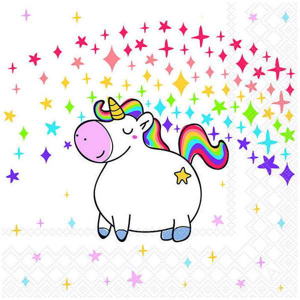 Servietten Format: 33 x 33 cm 3-lagig 20 Servietten Polly Einhorn