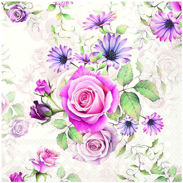 Servietten Lunch rosa Rosen Madeline 33x33cm 20 Servietten