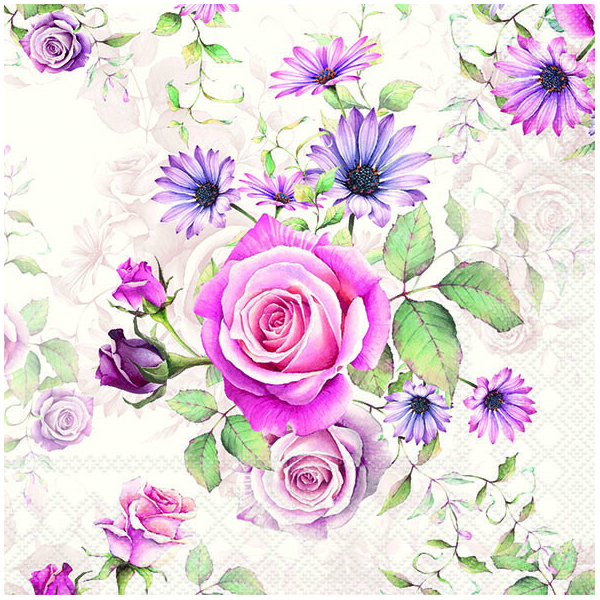 Servietten Lunch rosa Rosen Madeline 33x33cm 20 Servietten