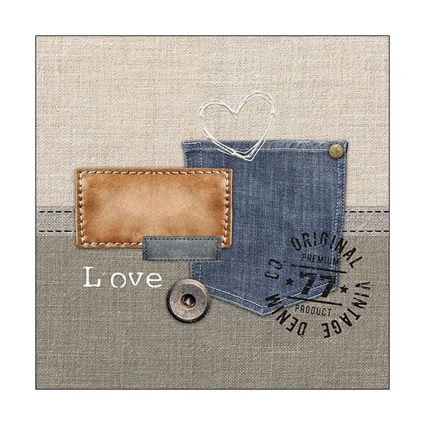 Servietten Lunch Denim Tasche Original Denim Love 33x33cm 20 Servietten