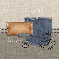 Servietten Lunch Denim Tasche Original Denim Love 33x33cm...