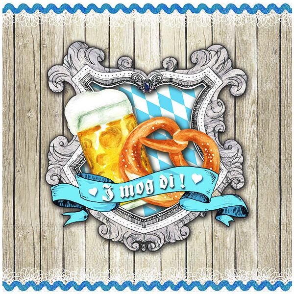 A Servietten Format: 33 x 33 cm 3-lagig 20 Servietten Brezel & Bier