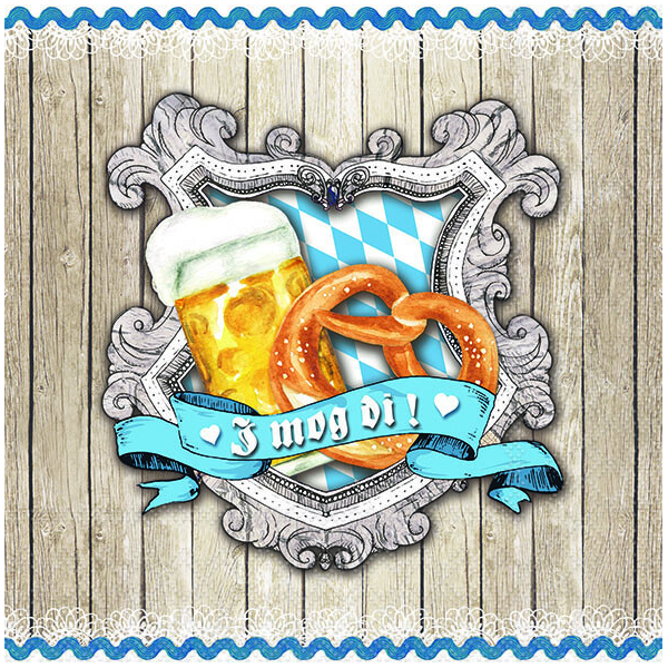 A Servietten Format: 33 x 33 cm 3-lagig 20 Servietten Brezel & Bier
