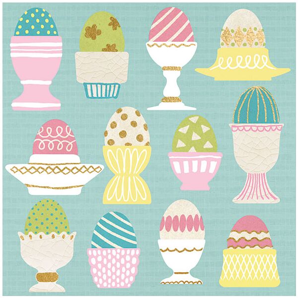 Servietten Lunch 33 x 33 cm 3-lagig 20 Servietten Eggs In Cups Aqua Eier im Eierbecher blau
